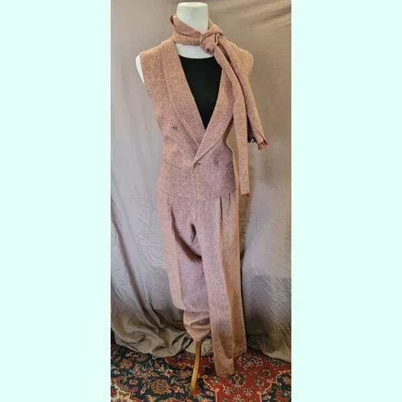 FABULOUS 3-PIECE VINTAGE TWEED SUIT 1970'S ERA - Picture 2 of 11